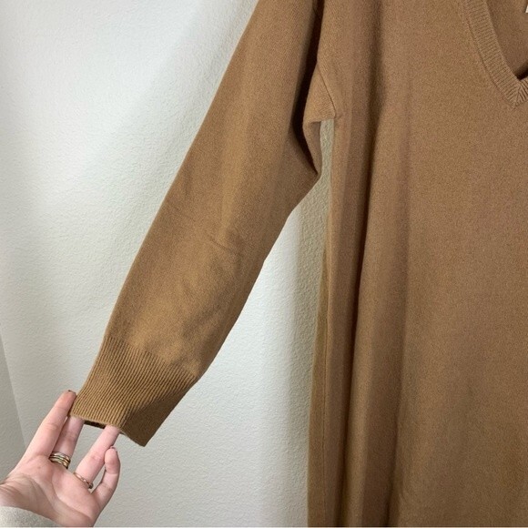 Madewell (re)Sourced Cashmere Camel Brown Long Sleeve Dress Size Medium - Picture 3 of 7